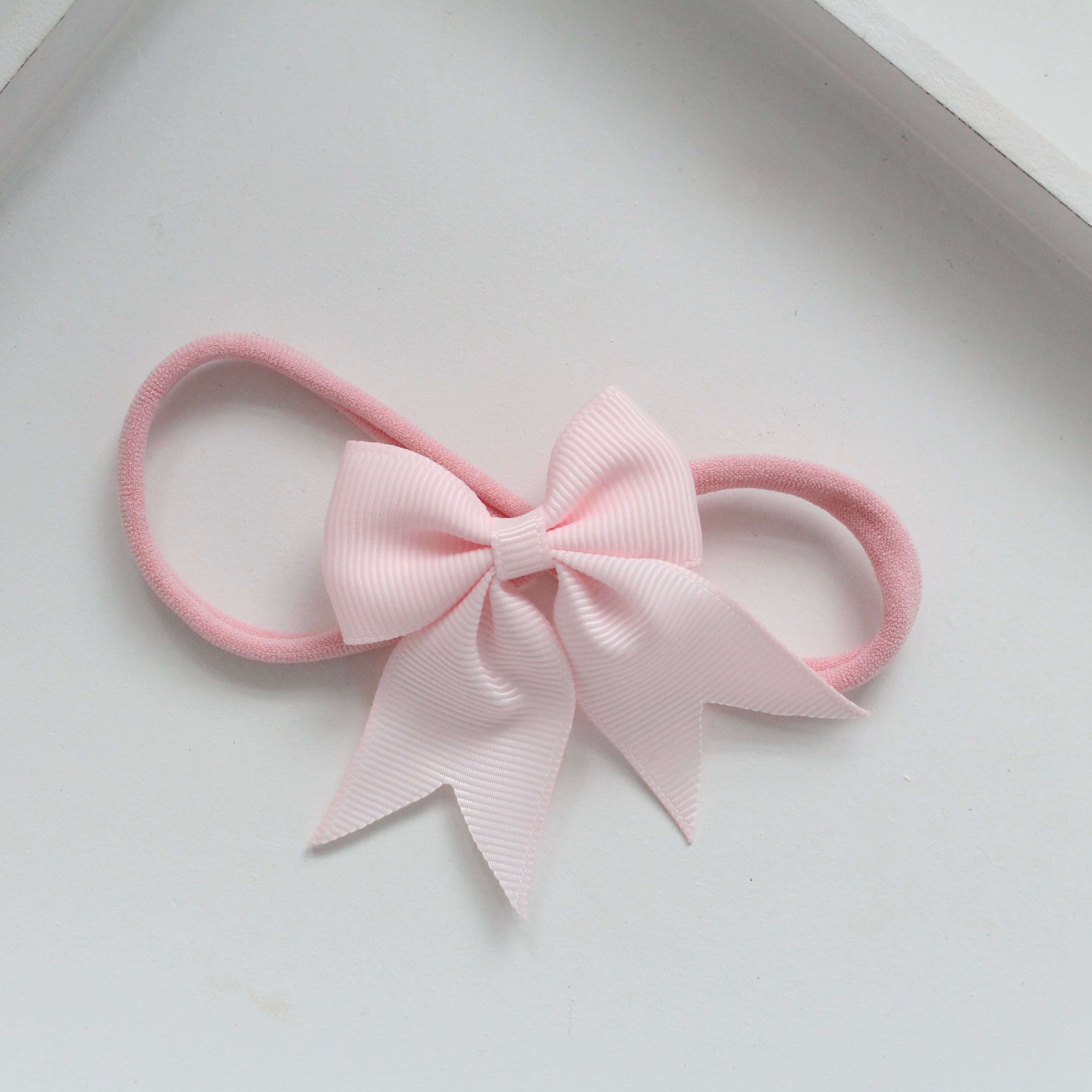 Personalised short tail pinch ribbon bow headbands | 28 colours