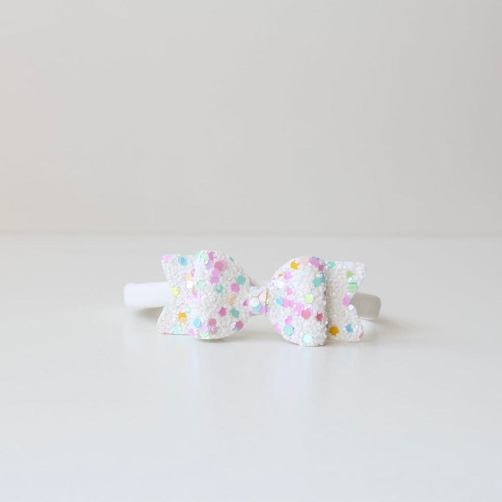 Small chunky glitter bows | 22 Colours | Clip or headband