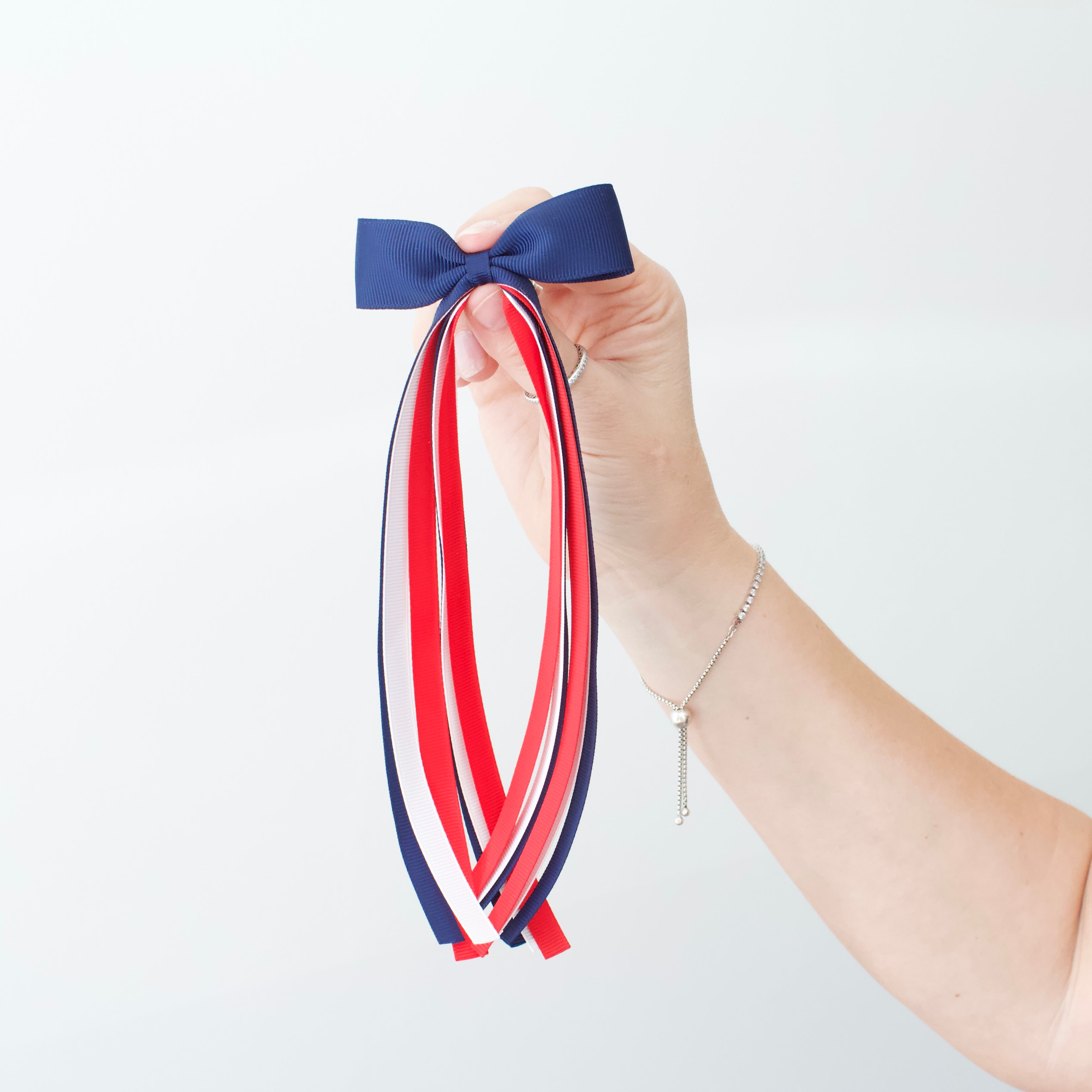 Red, white & blue tail pinch ribbon bow | 2 sizes