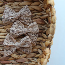 Load image into Gallery viewer, Beige Lace bow | Clip or headband