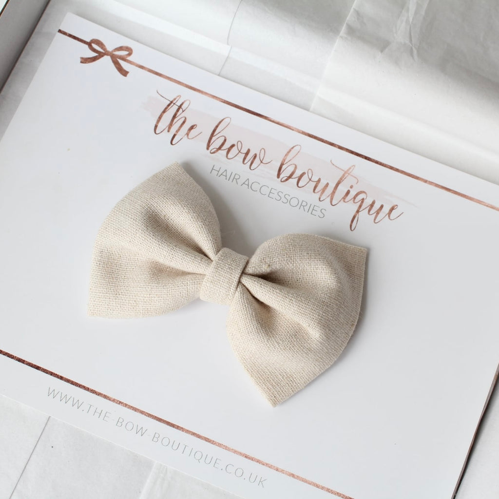 Cottage linen bow | 3 Sizes | 13 Colours | Clip, headband or bobble