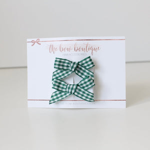 School gingham hand tied bows (9 Colours)
