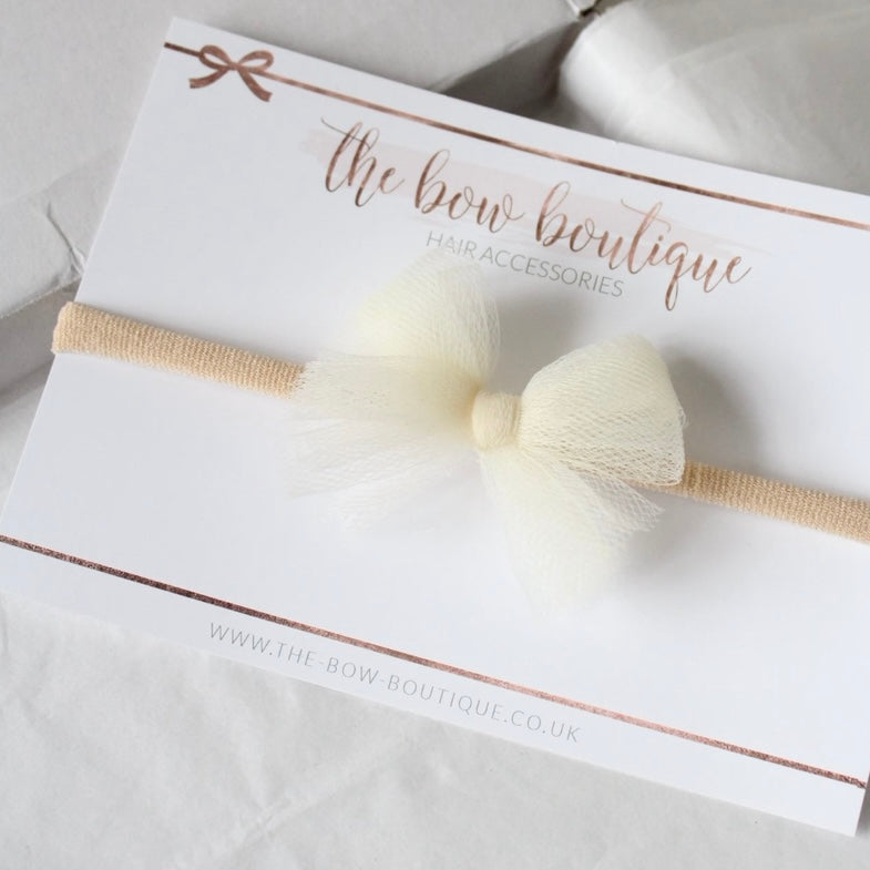 Cream tulle bow | 2 sizes | Clip or headband