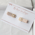 My first pigtail clip set | Soft beige delicate daisy with pearl