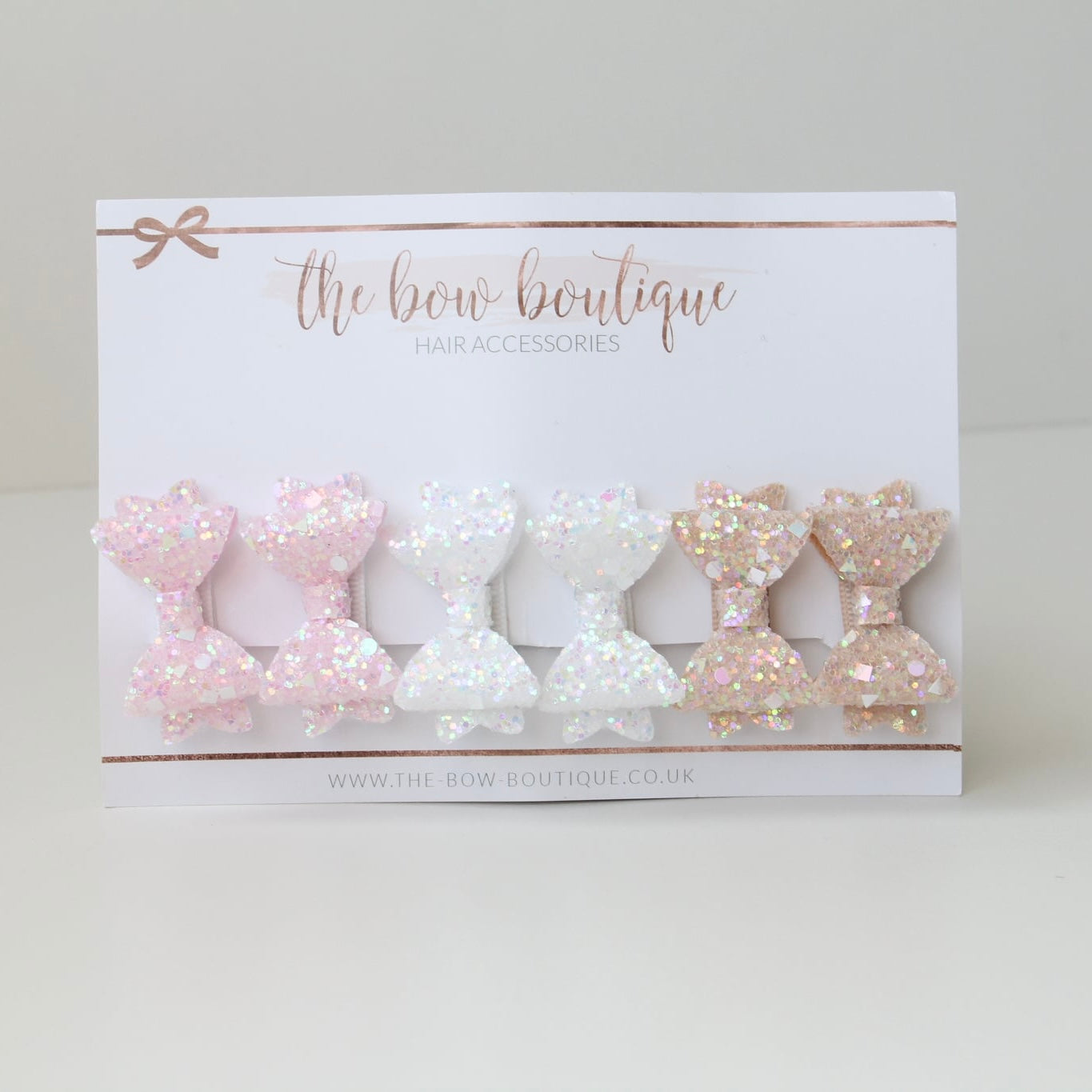 Set of pigtail glitter bows | clips or bobbles
