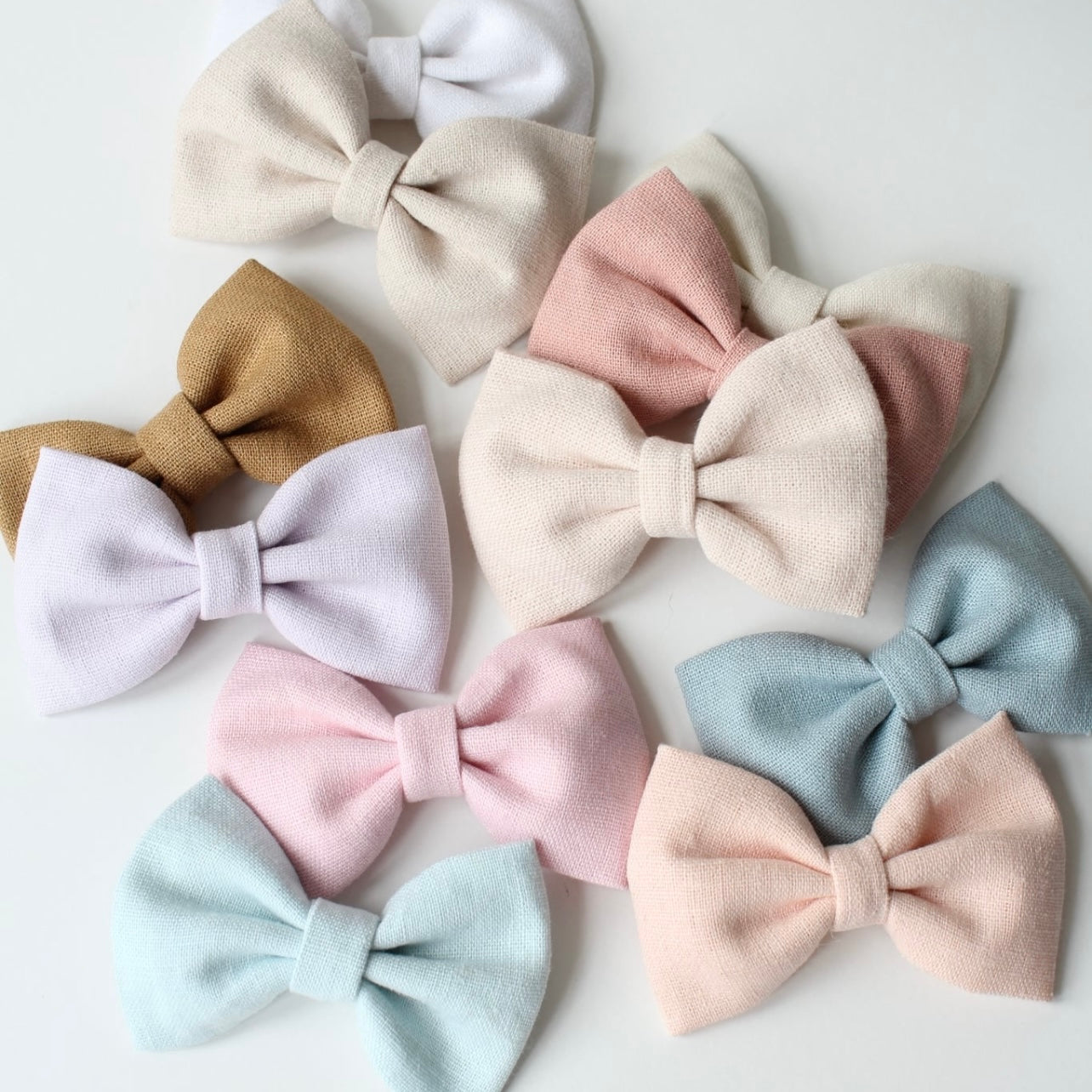 Cottage linen bow | 3 Sizes | 13 Colours | Clip, headband or bobble