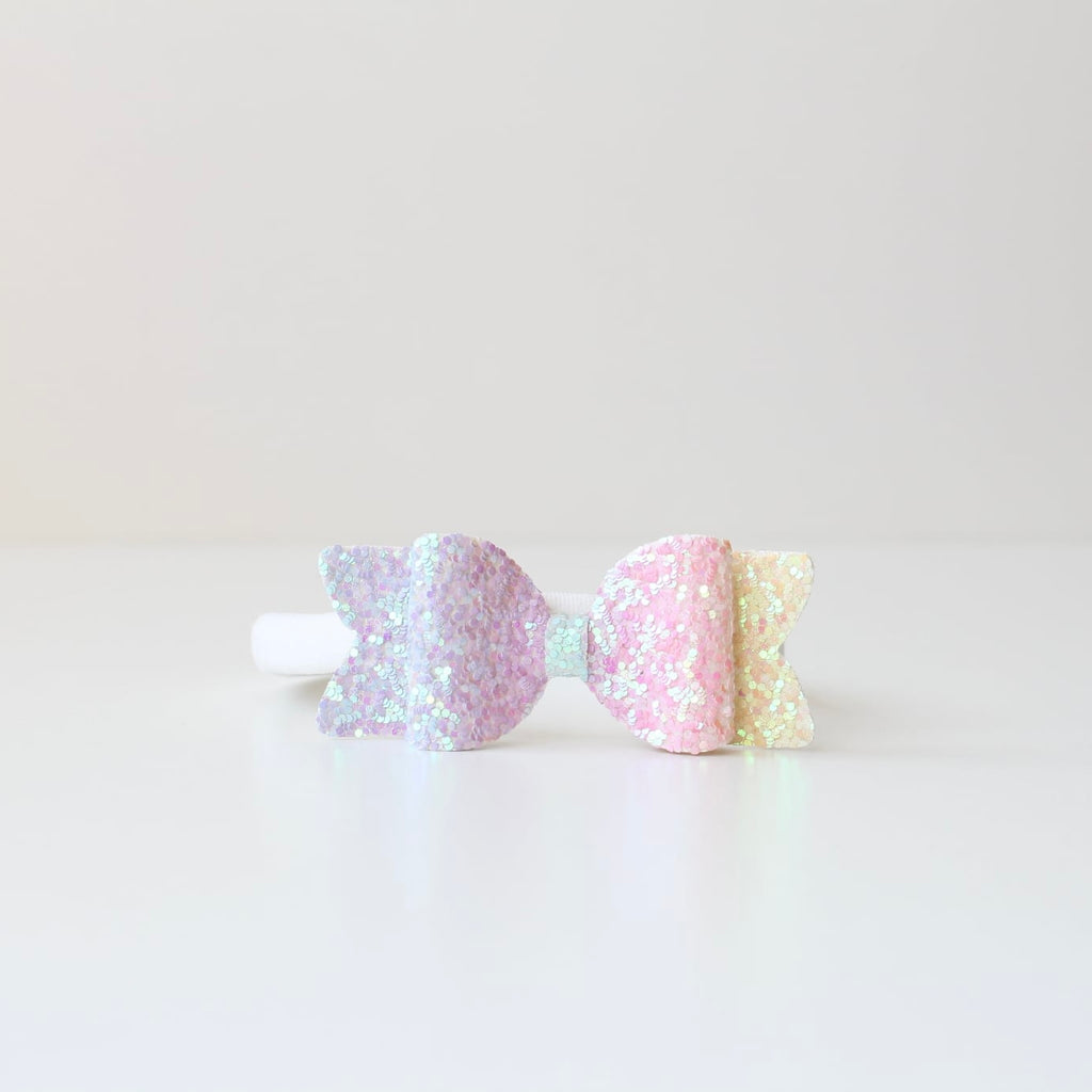 Small chunky glitter bows | 22 Colours | Clip or headband