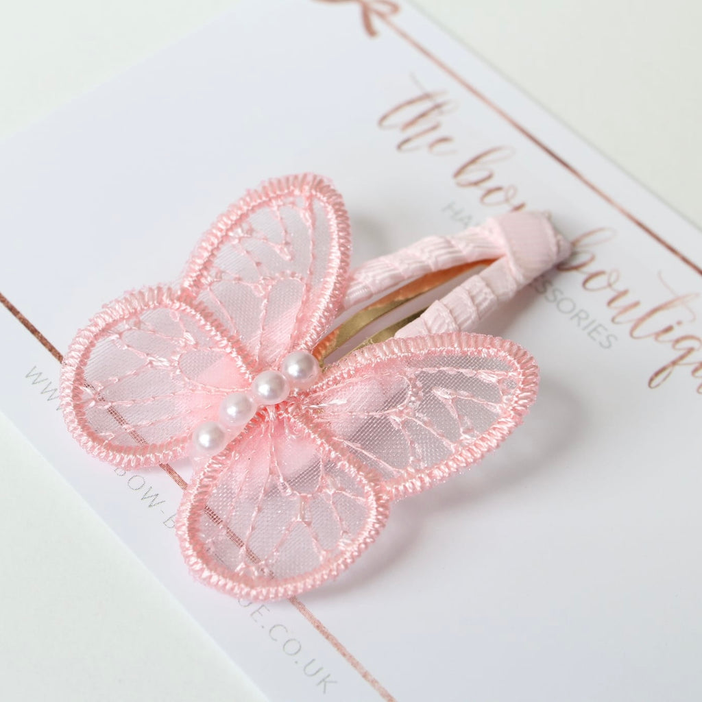 Delicate pearl butterfly snappy clips | 9 colours