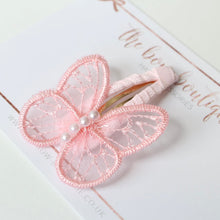 Load image into Gallery viewer, Delicate pearl butterfly snappy clips - 6 colours