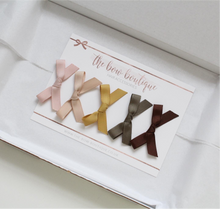 Load image into Gallery viewer, Hand tied autumn ribbon bow clip set