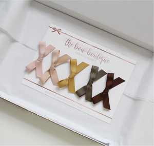 Hand tied autumn ribbon bow clip set