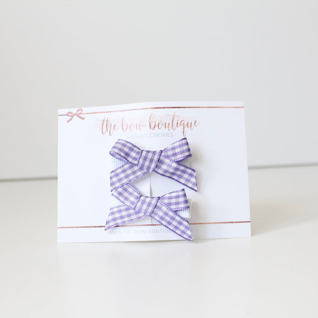 School gingham hand tied clips | 9 Colours