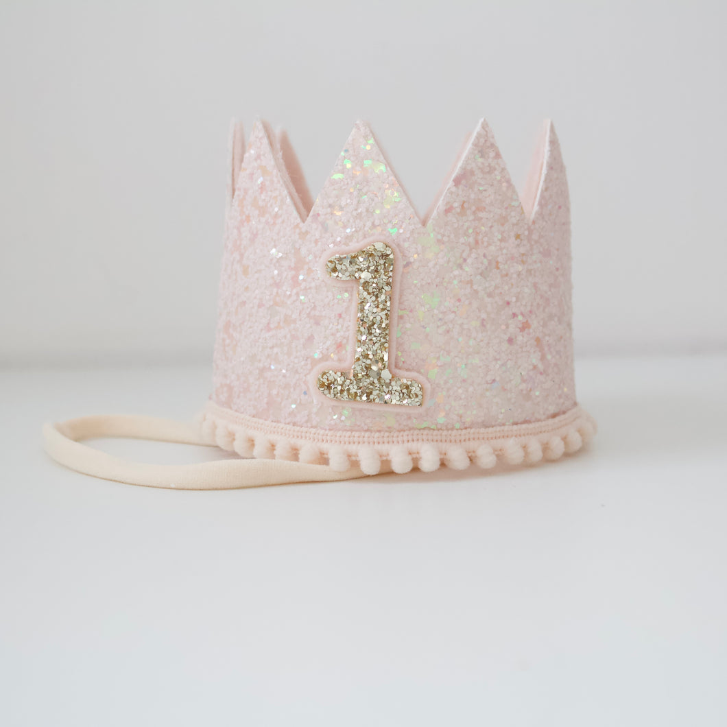 Soft peach birthday crown headband