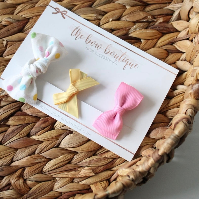 Colour fun polka dot clip set