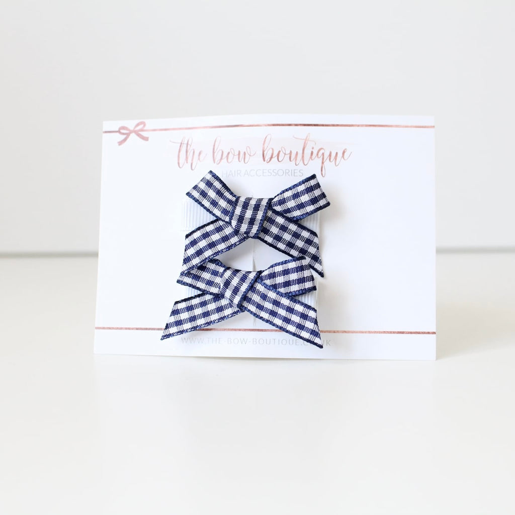 School gingham hand tied clips | 9 Colours