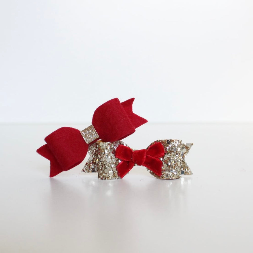 Christmas red & gold set | Clip or headband
