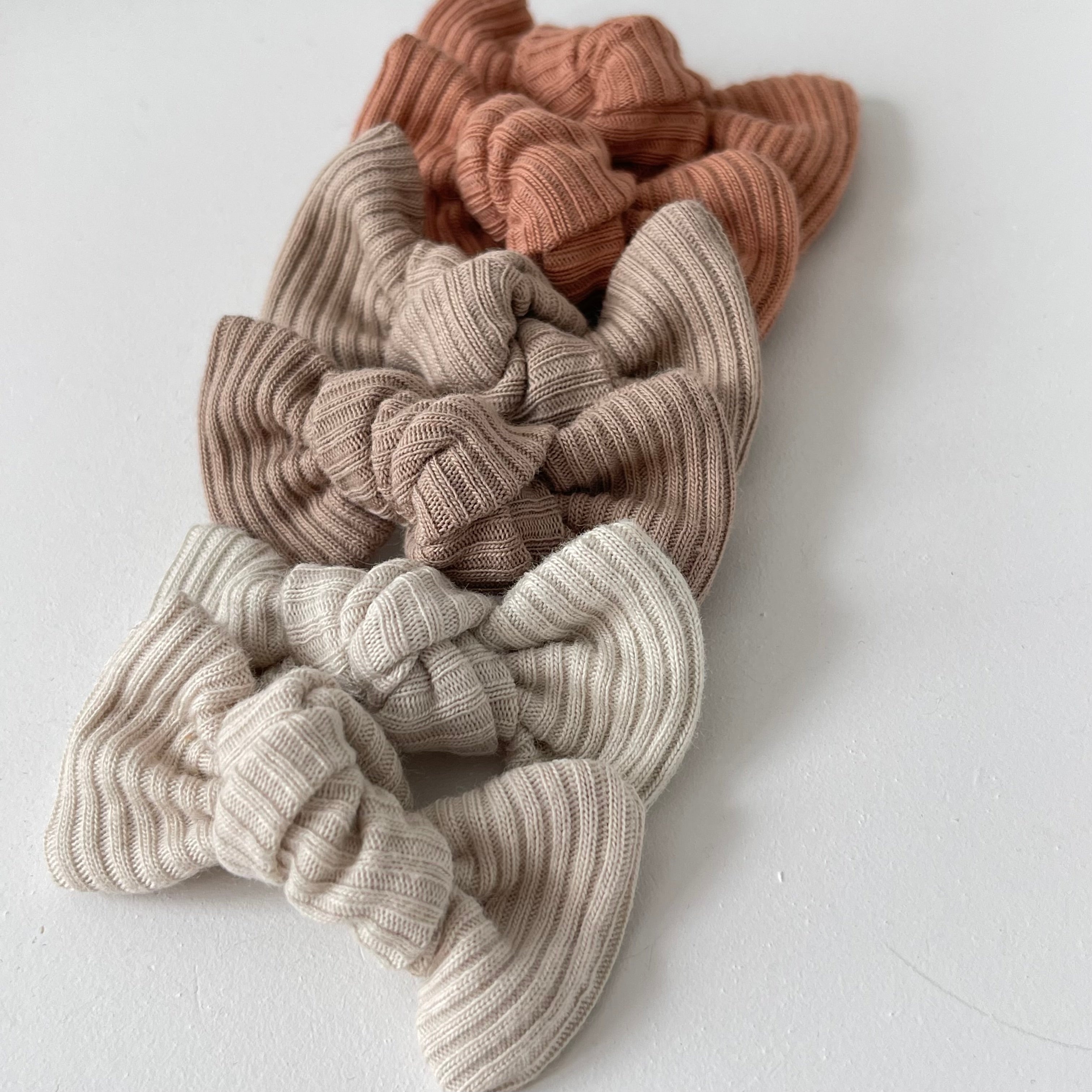 Petite jersey ribbed knot bows | 20 Colours | Clip, headband or bobble