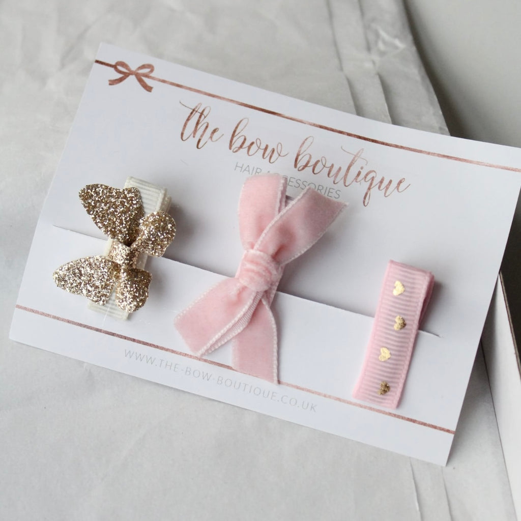 My first pink & gold  clip set