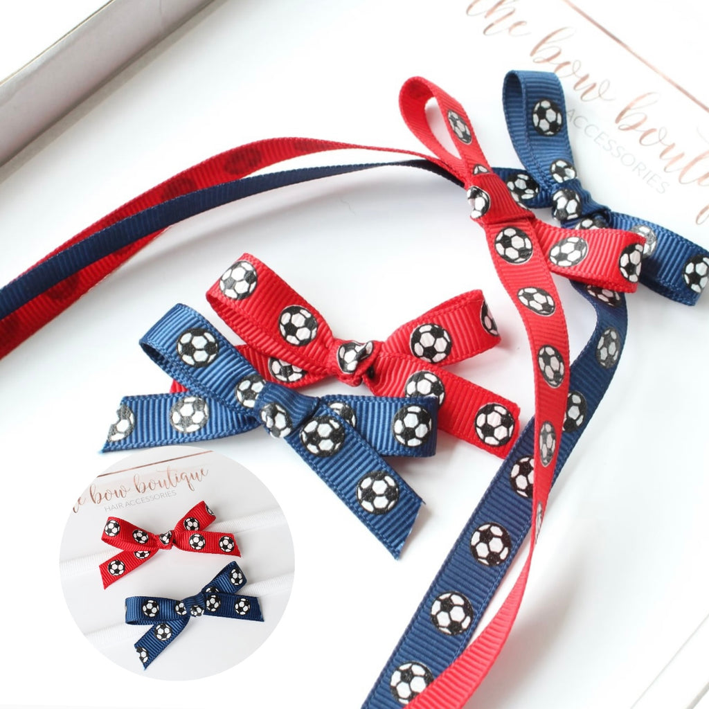 Football hand tied bow Clips | 2 Bow styles