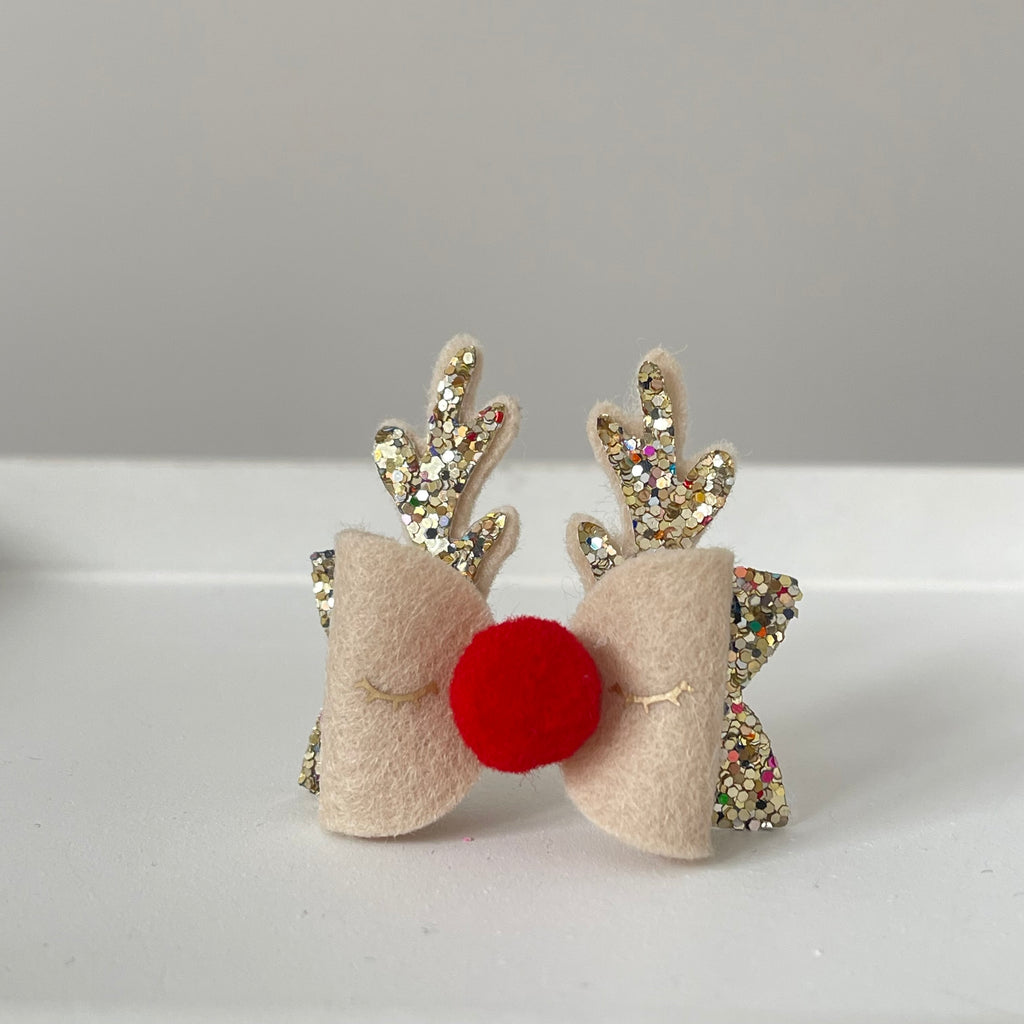 Christmas reindeer bows | Clip or headband