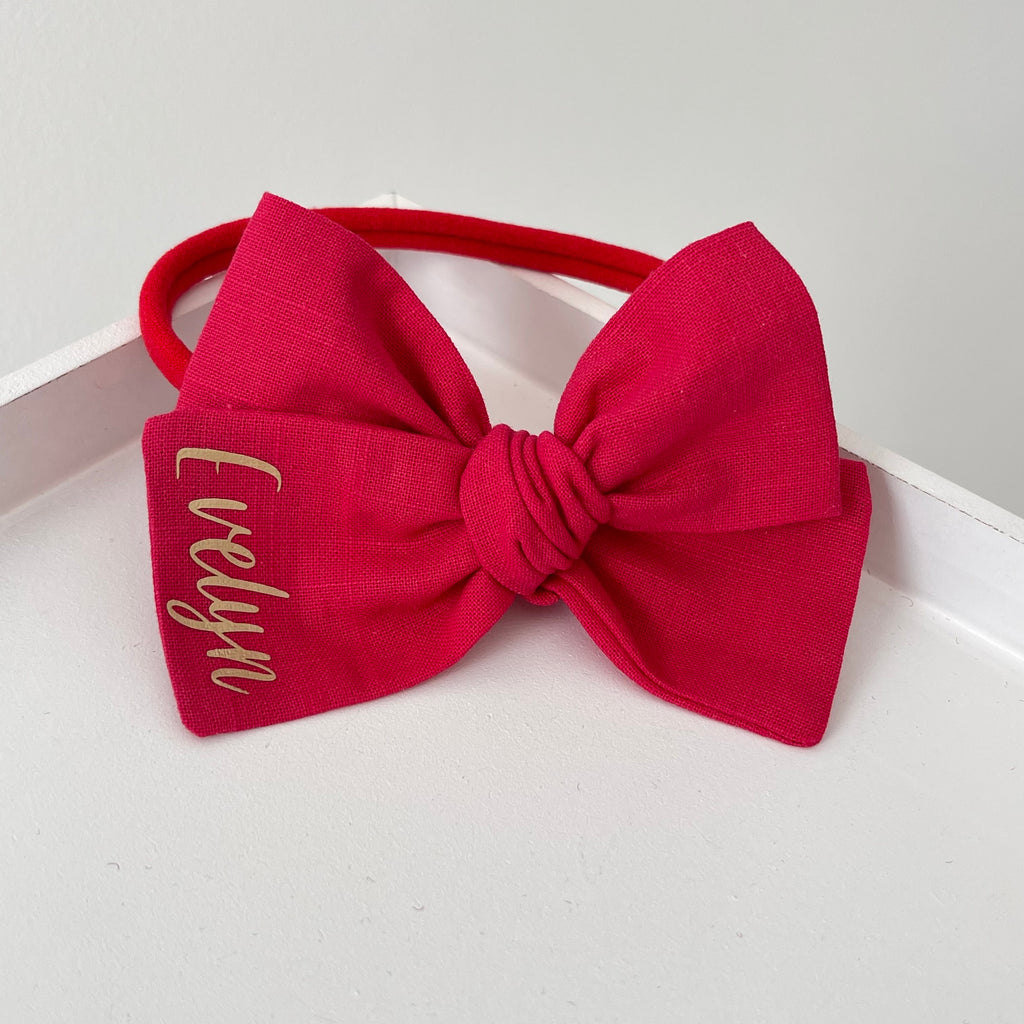 Red bows | 3 Bow styles | Option to personalise | Clip, headband or bobble