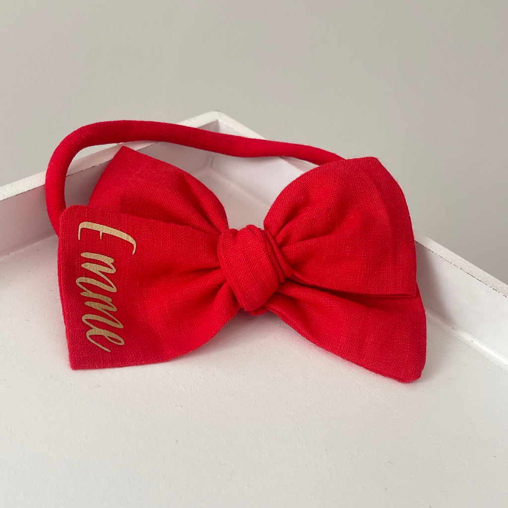 Red bows | 3 Bow styles | Option to personalise | Clip, headband or bobble