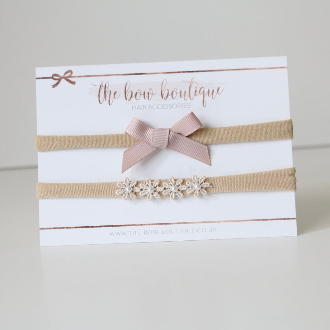 Delicate headband set - Soft light dusky pink