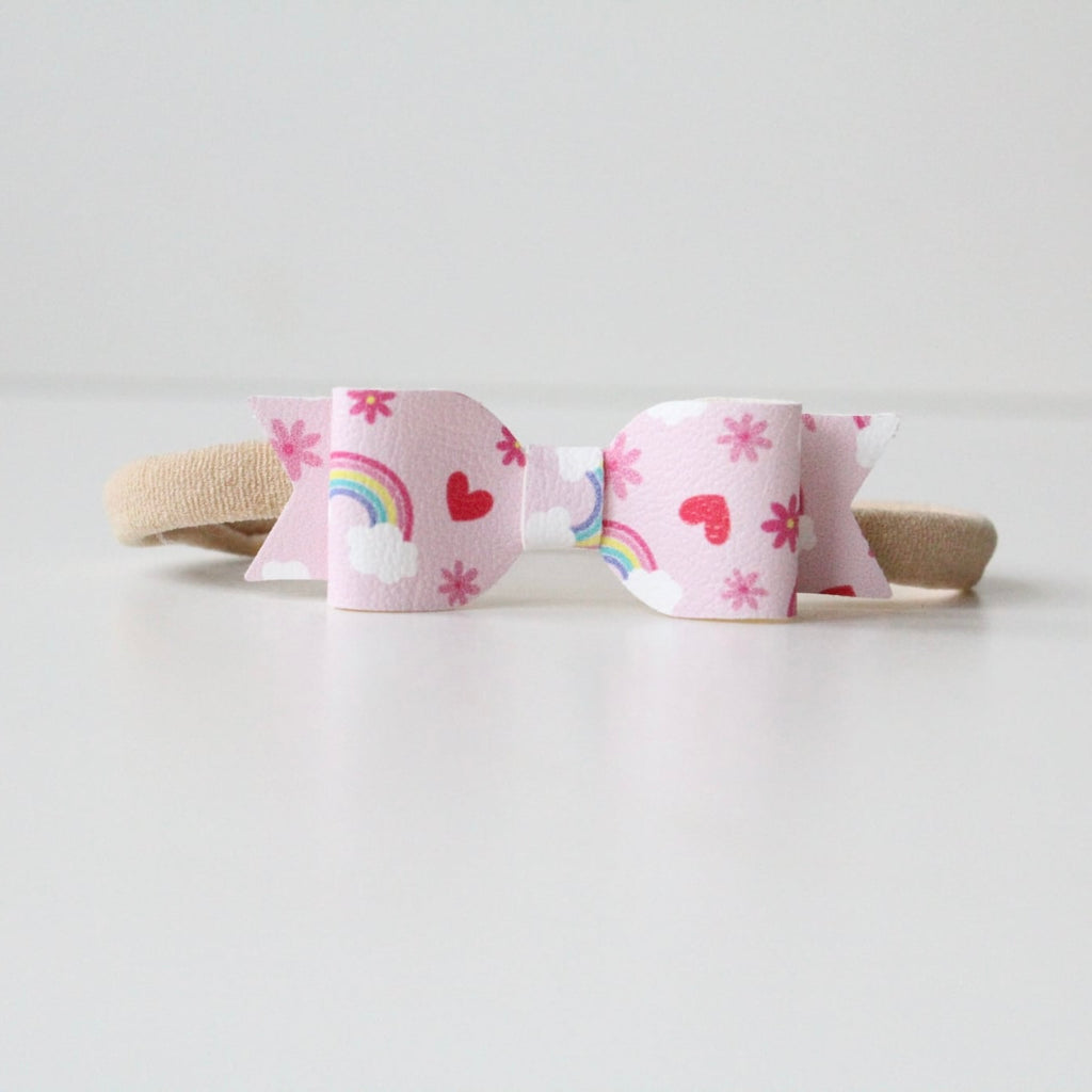 Rainbow, daisy & hearts small bows