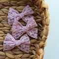 Dusky pink Lace bow | Clip or headband