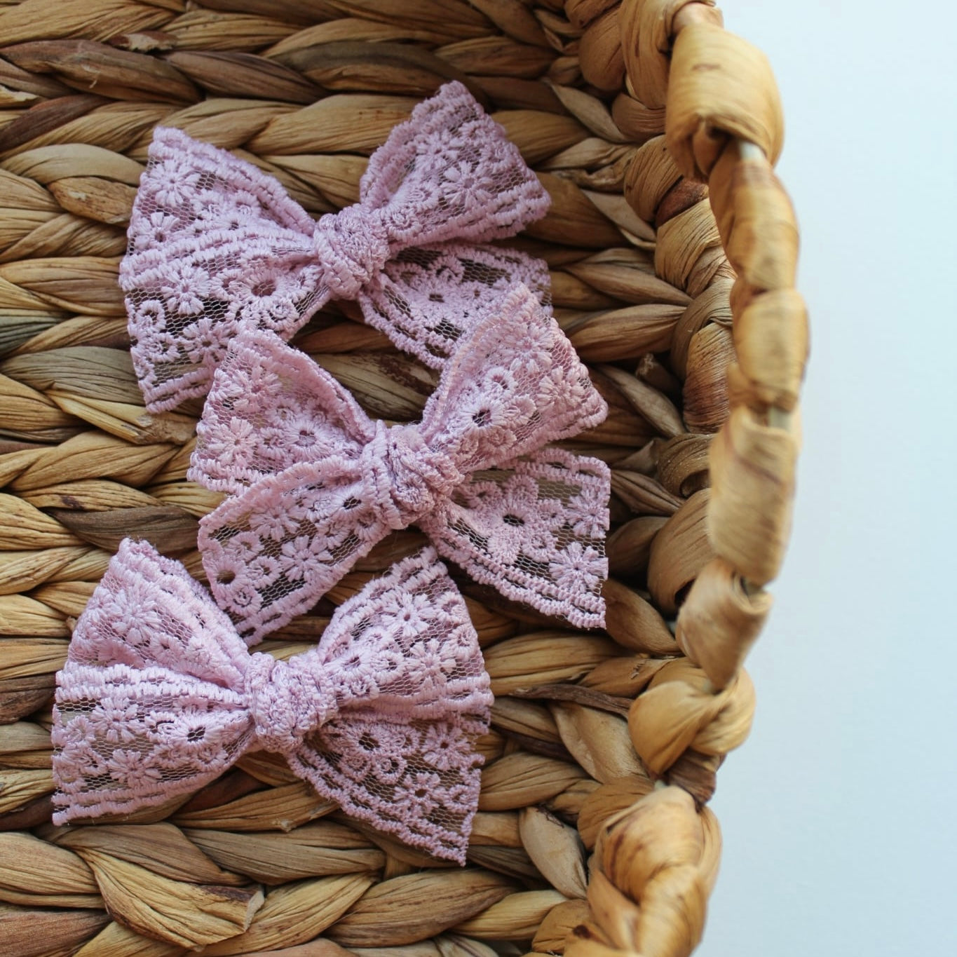 Dusky pink Lace bow | Clip or headband