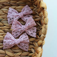 Load image into Gallery viewer, Dusky pink Lace bow | Clip or headband