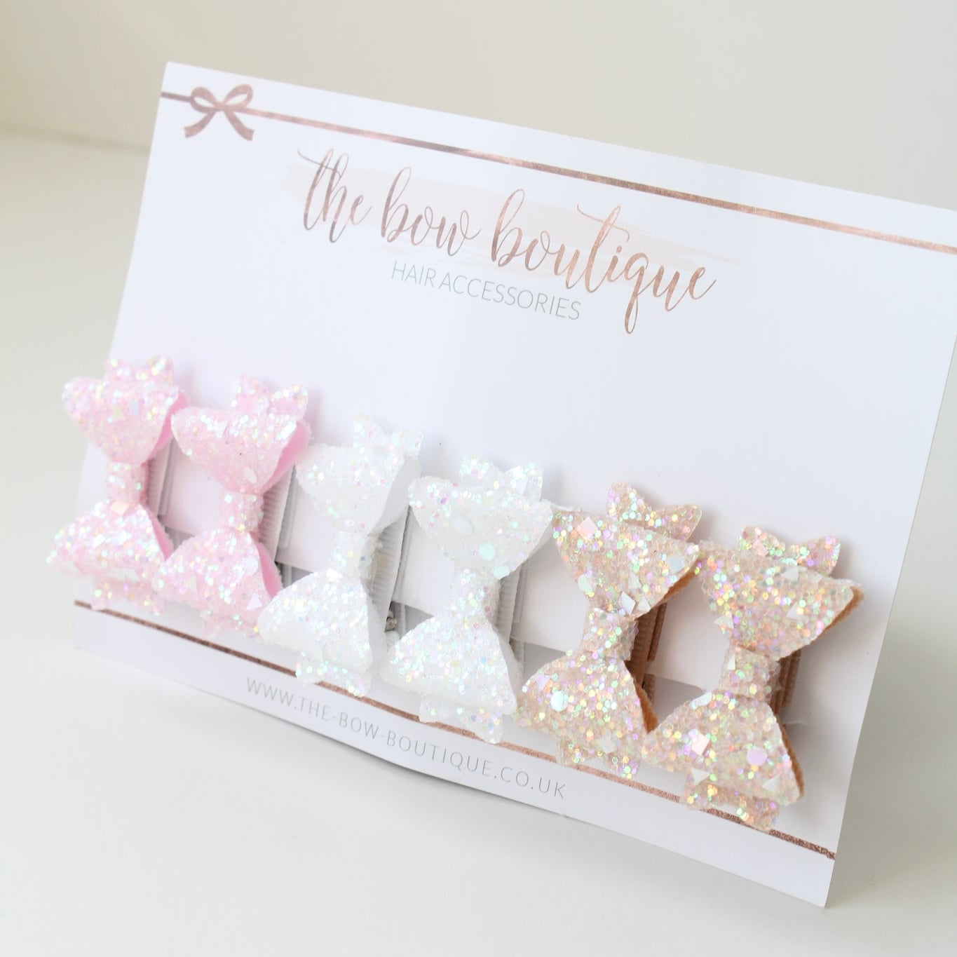 Set of pigtail glitter bows | clips or bobbles