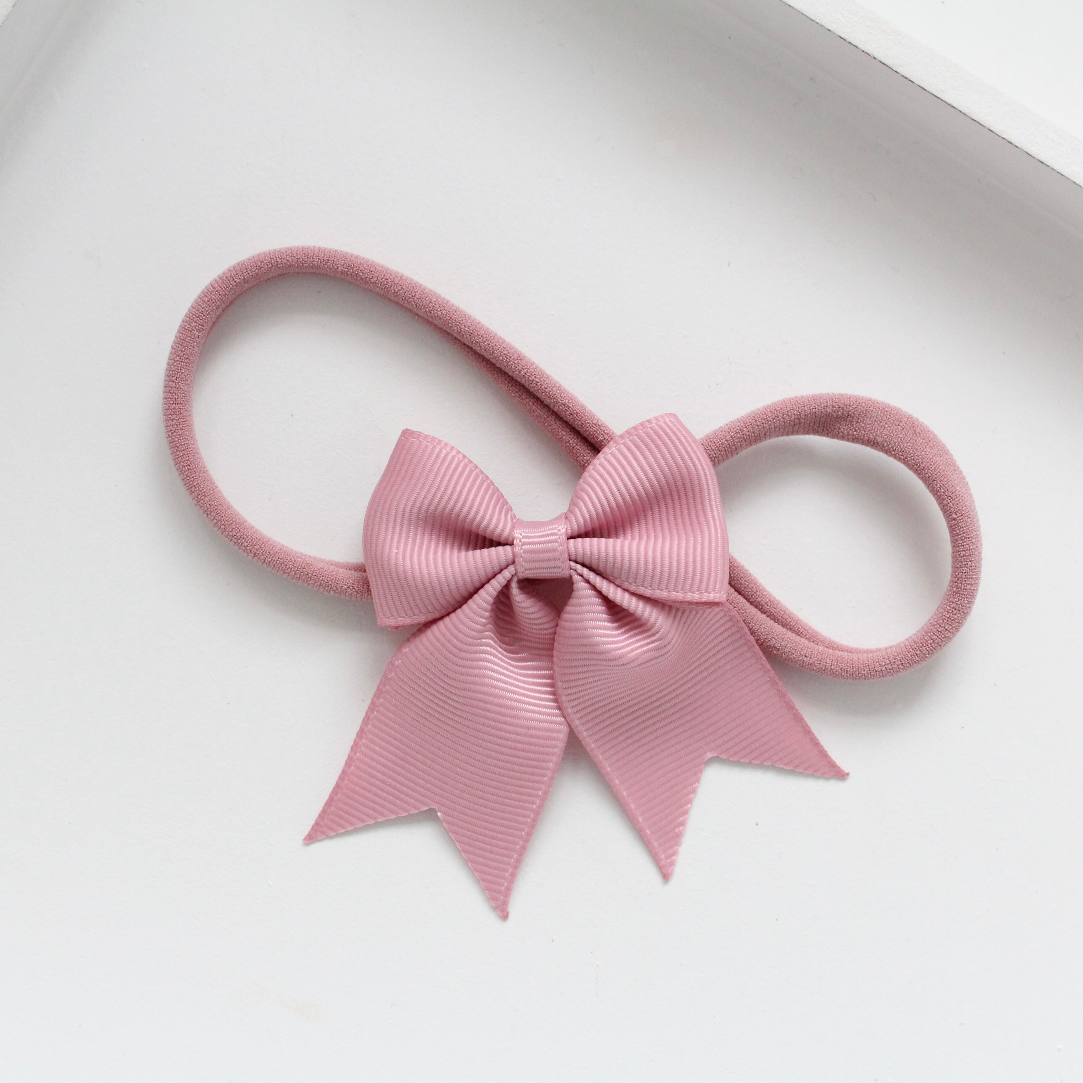 Personalised short tail pinch ribbon bow headbands | 28 colours