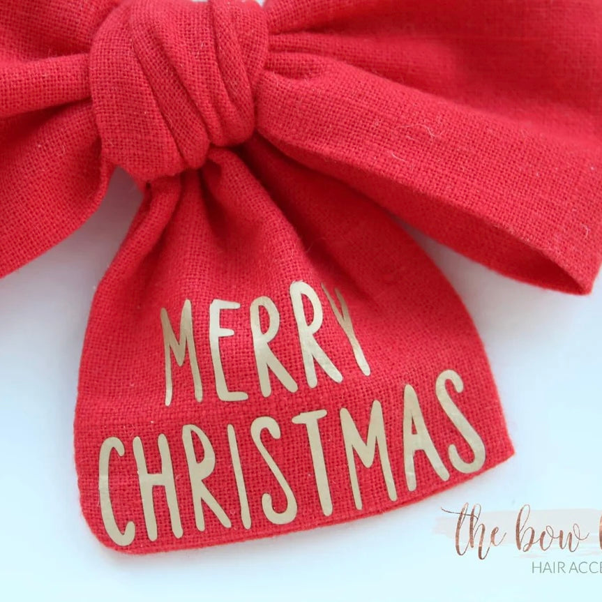 Merry Christmas sweetheart bow | Clip, headband or bobble