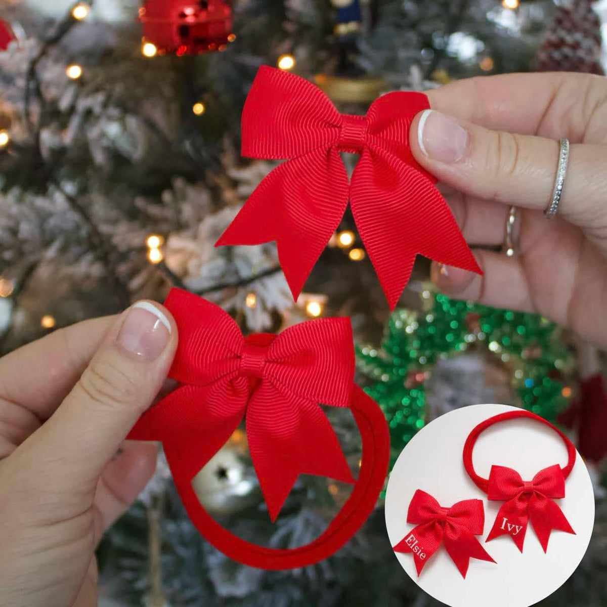 Christmas short tail bow | Clip or headband |Option to personalise