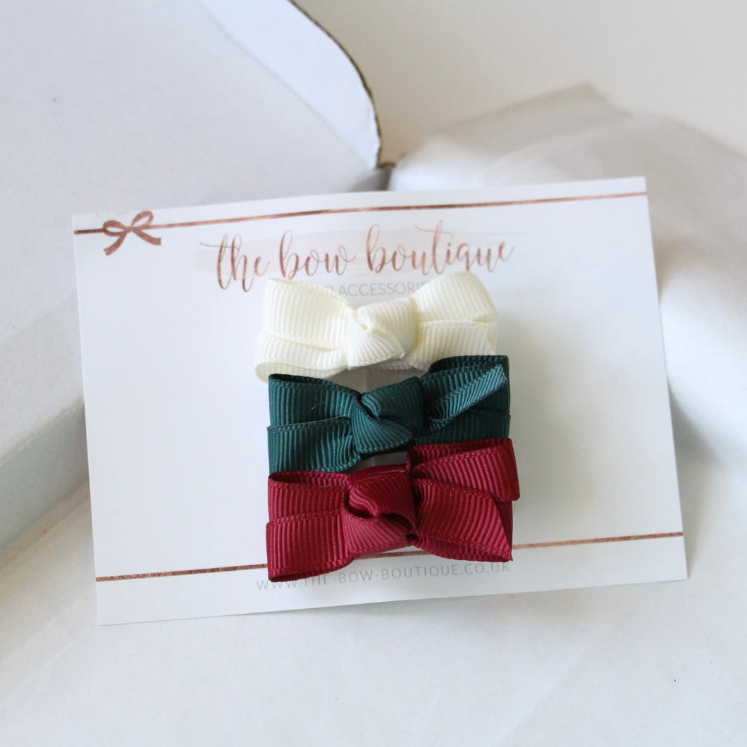 Mini christmas bow clips