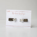 My first pigtail clip set | Olive delicate daisy