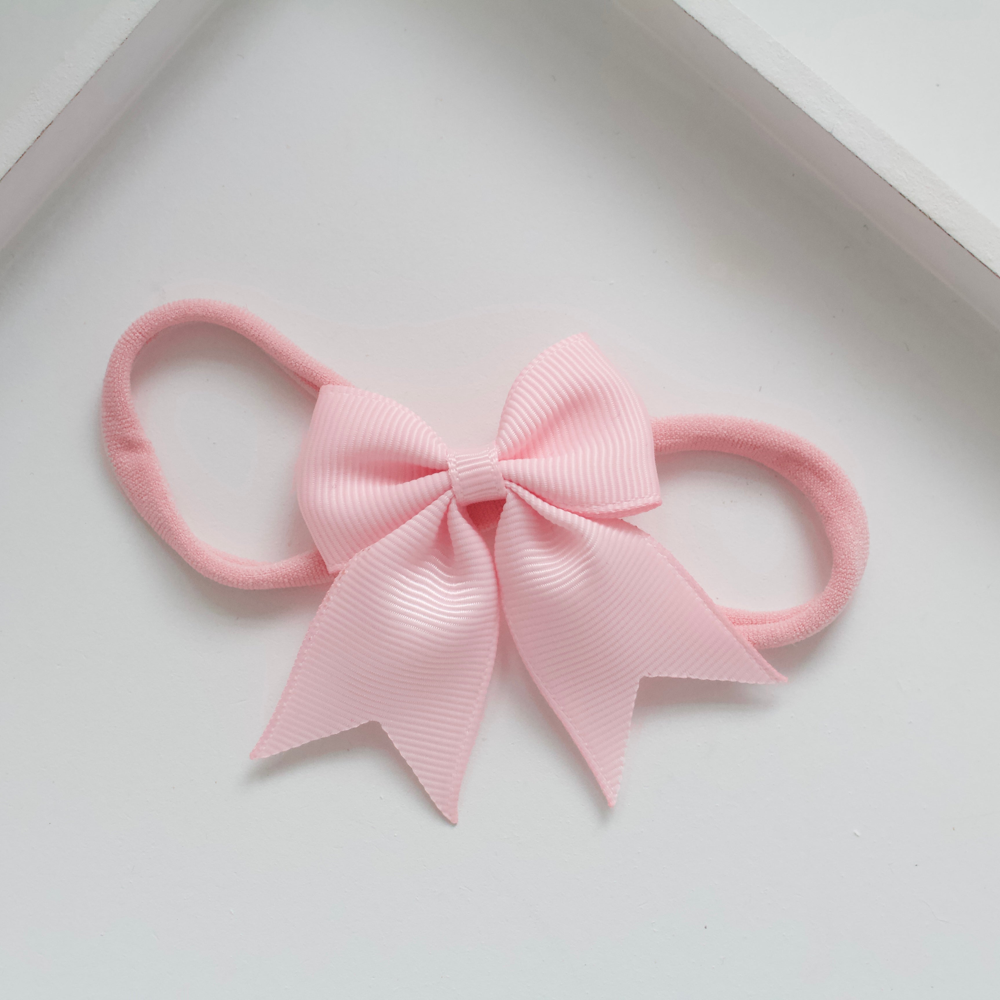 Personalised short tail pinch ribbon bow headbands | 28 colours