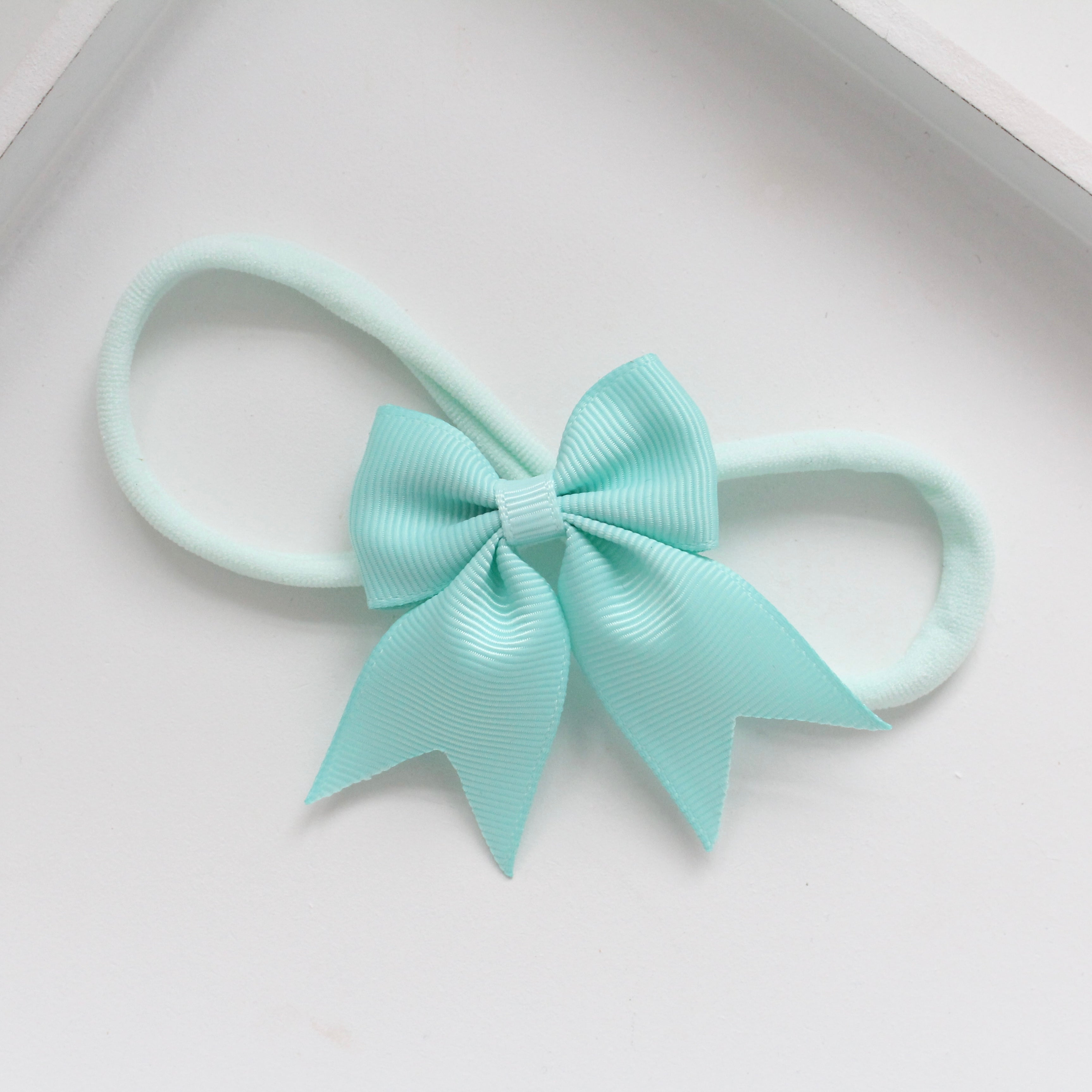 Personalised short tail pinch ribbon bow headbands | 28 colours