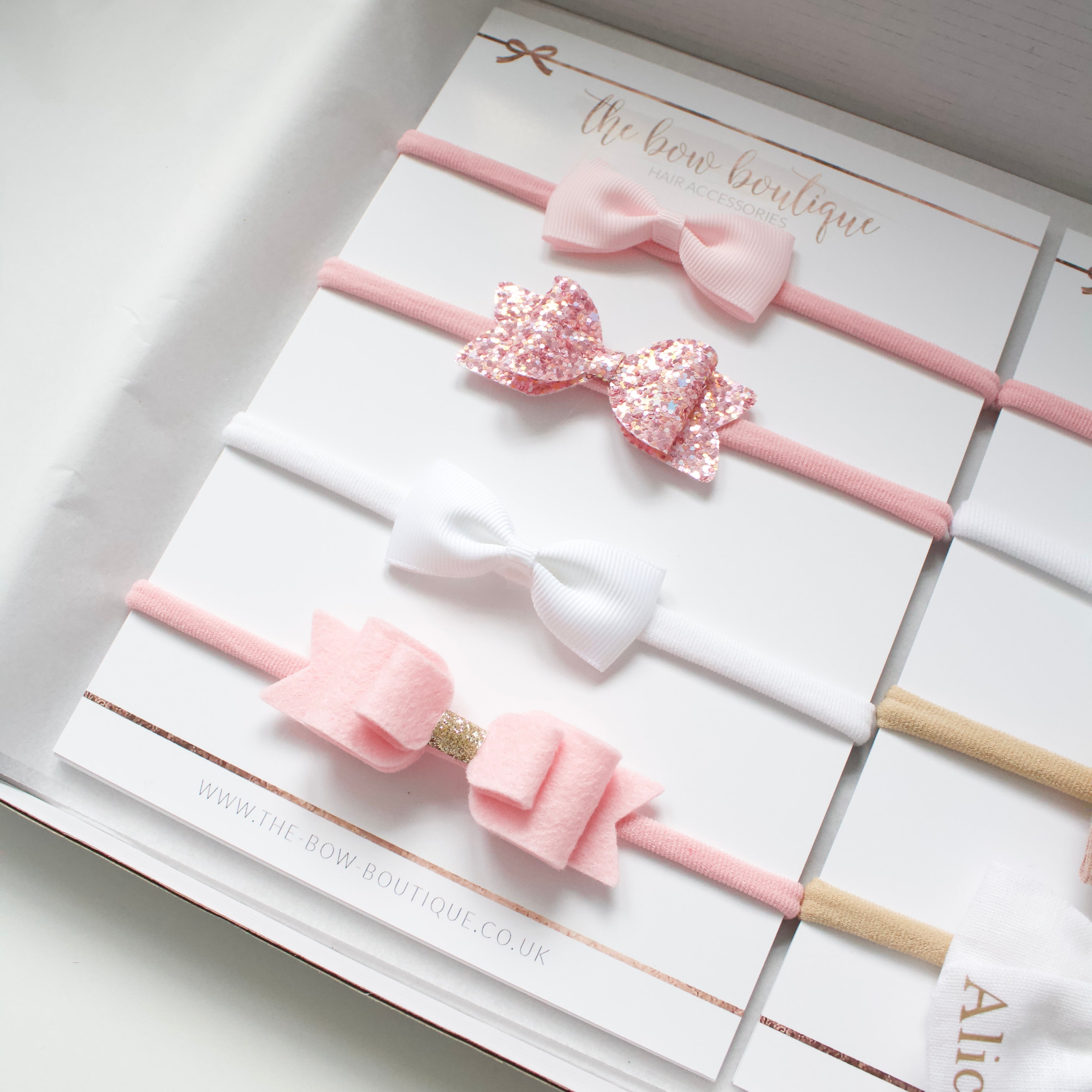 Soft pink new baby headband set