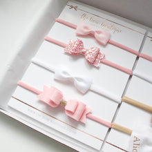 Load image into Gallery viewer, Soft pink new baby headband set