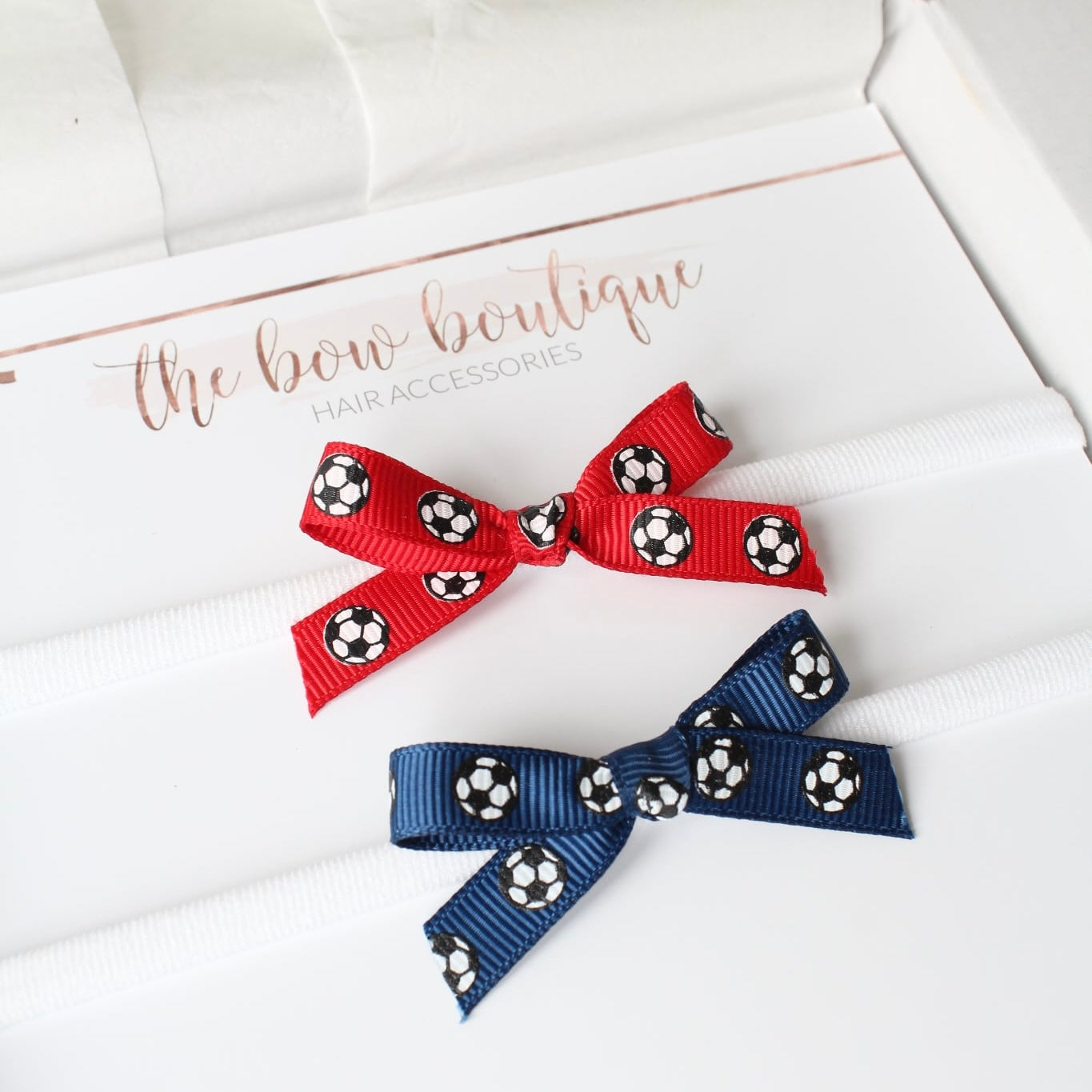 Football hand tied bow Clips | 2 Bow styles