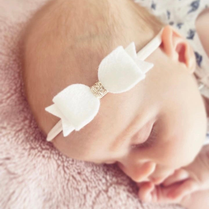 Small vintage bows with gold centre  | 12 Colours | Clip or headband