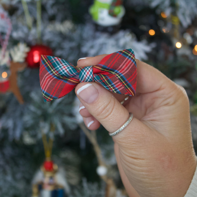 Tartan cotton pinch bow