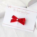 Red velvet heart bow | Clip or headband