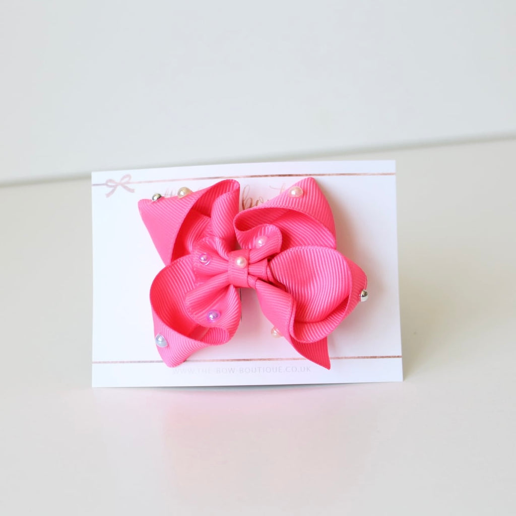 Colourfun pearl ribbon bows | 8 Colours | Clip, headband or bobble