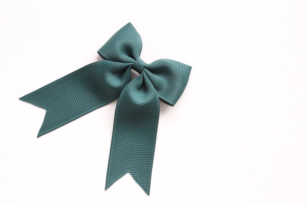 Personalised tail pinch ribbon bows | 33 colours | Clip or bobble