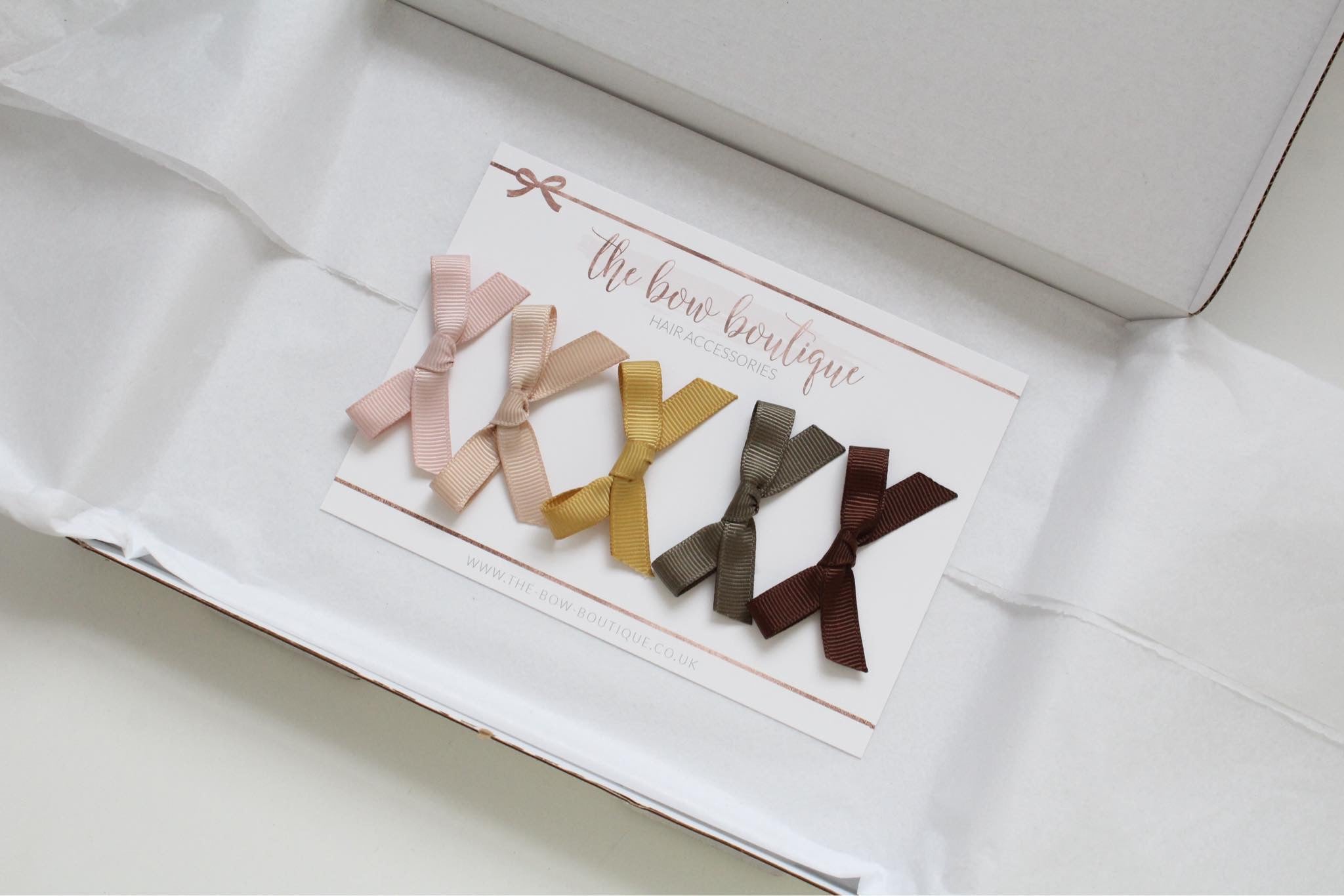 Hand tied autumn ribbon bow clip set