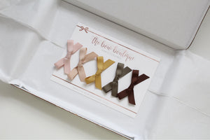 Hand tied autumn ribbon bow clip set
