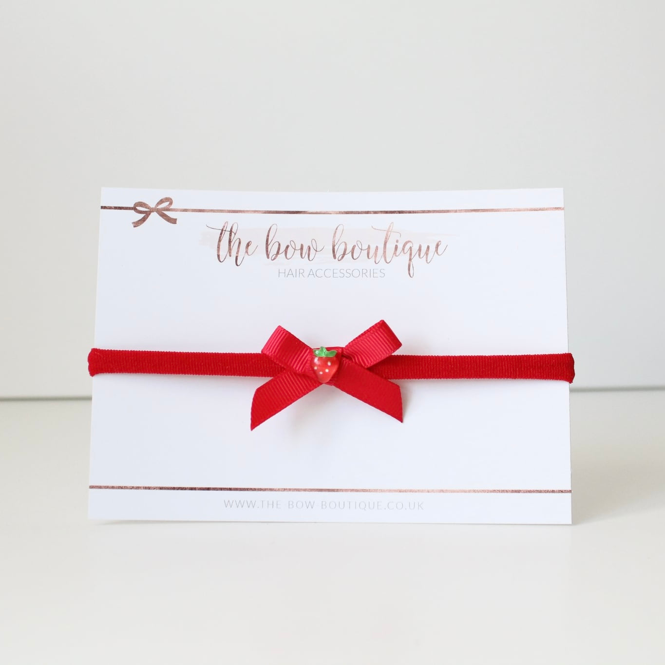 Hand tied strawberry ribbon bow headbands | 2 colours